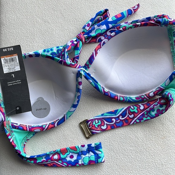 NWT Mossimo bikini swim top, padded, push-up, underwire, sz L. - Picture 7 of 7